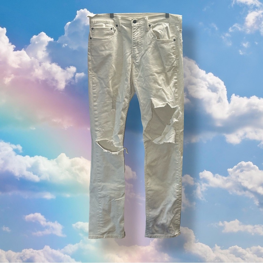 LEVIS 511 WHITE HEAVY DISTRESS DENIM JEANS JEANS - 34 X 34